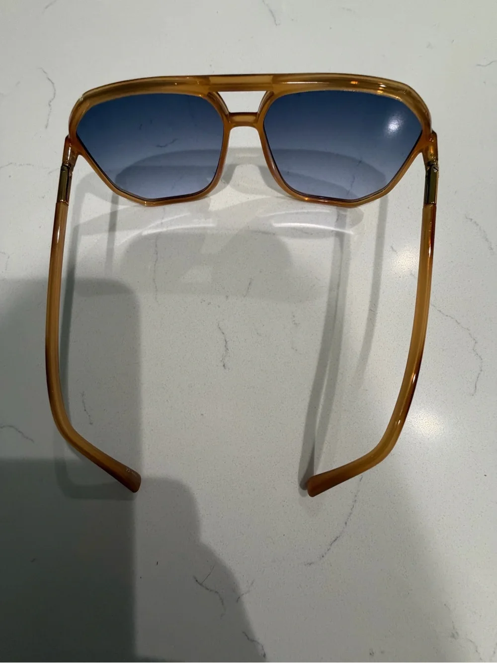 Freyrs Women's Retro Aviator Sunglasses - Amber Frame Blue Lenses